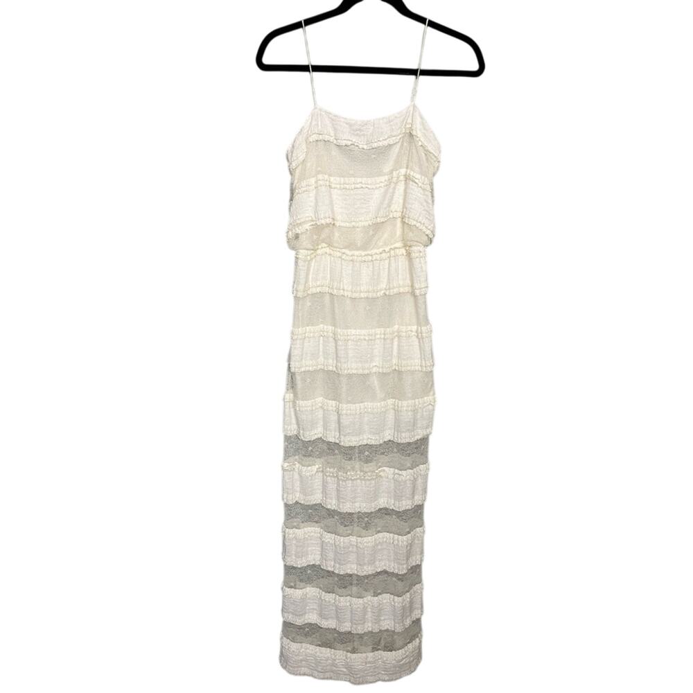 Miguelina Lace Column Maxi Dress Ivory Women's Size S Fairy Boho Chic Romantic